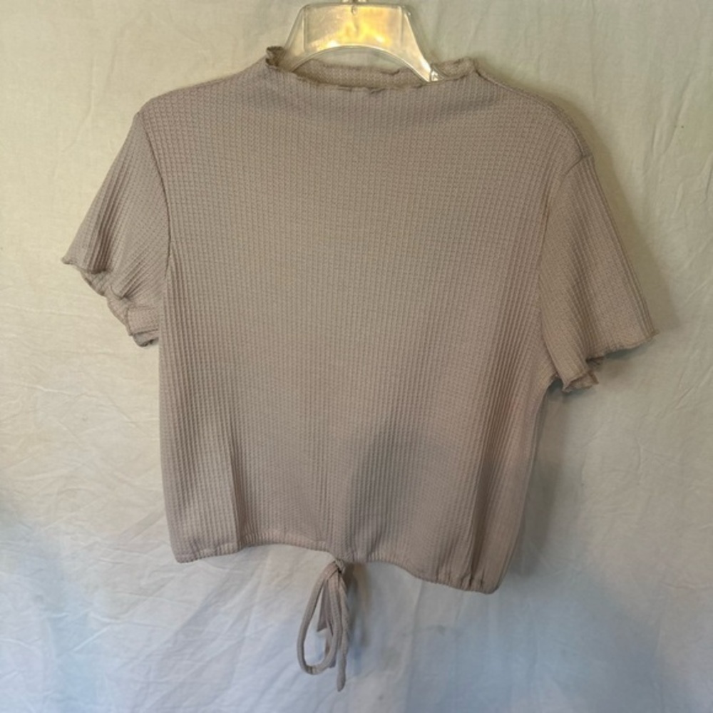 Paper Crane Mauve Knit Tie-Hem Short Sleeve Top